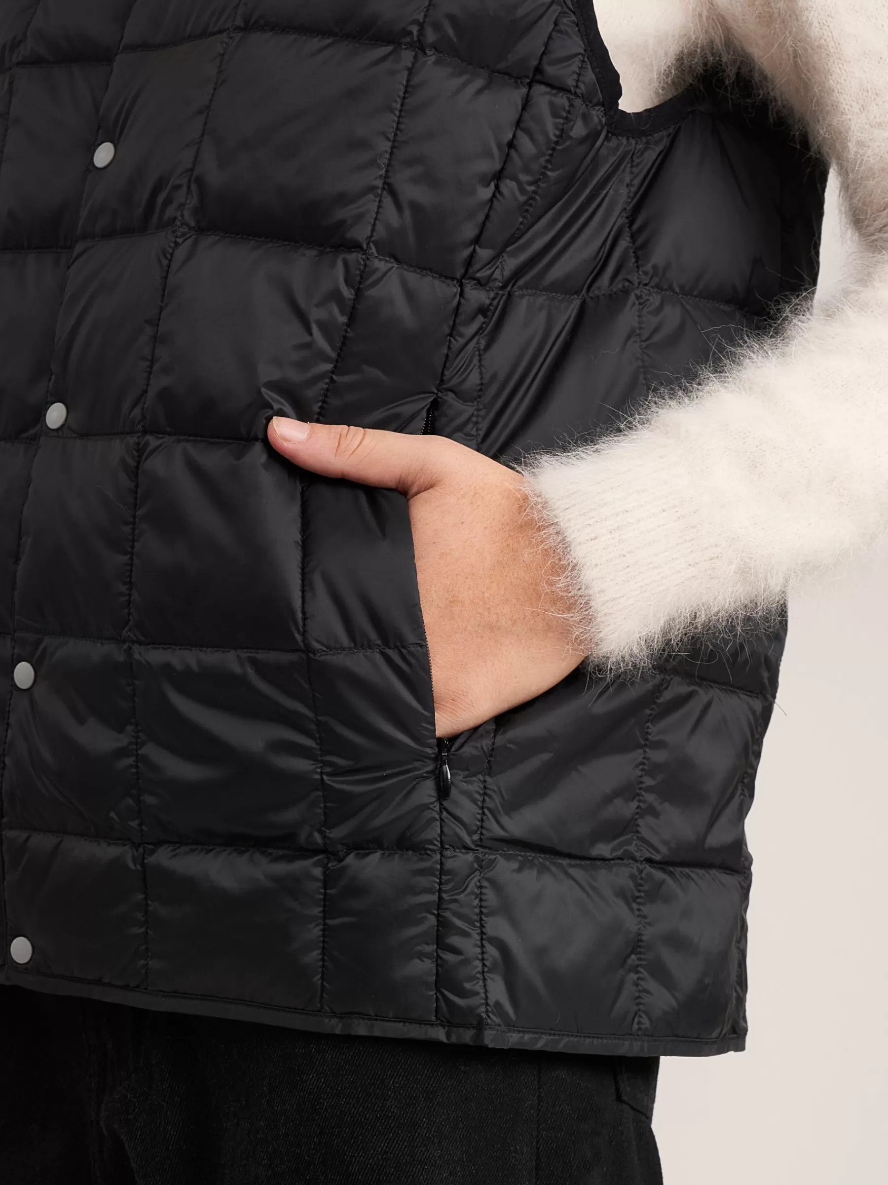 Outlet TAION | Crew Neck Button Down Vest Bodywarmer For Women Black