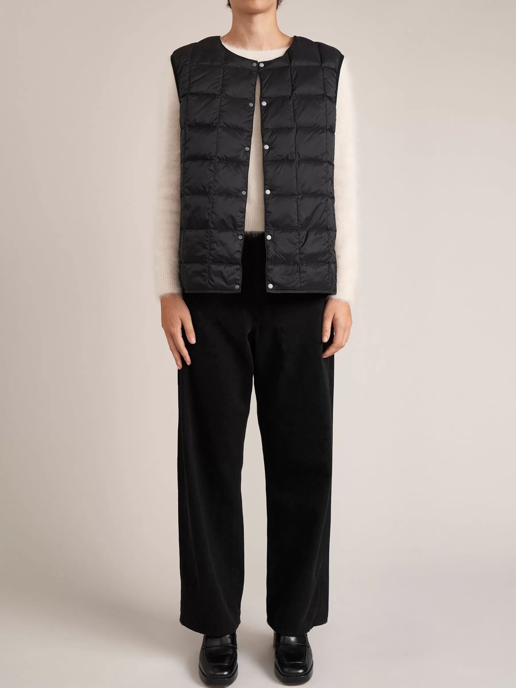 Outlet TAION | Crew Neck Button Down Vest Bodywarmer For Women Black